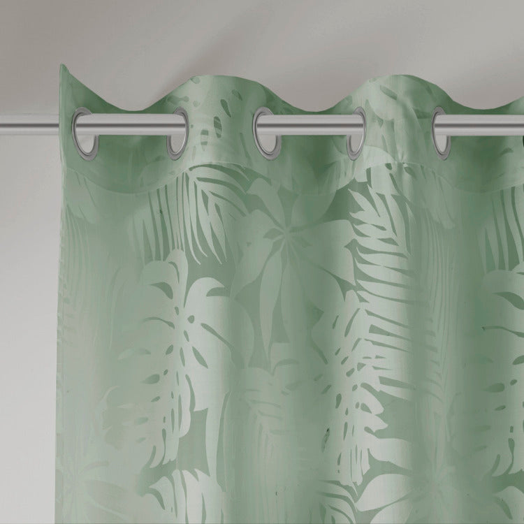Palm Leaf Burnout Window Sheer Sage Green 50X84"