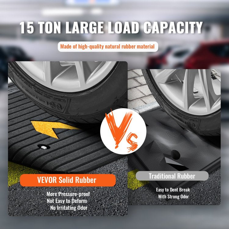 Upgraded Rubber Threshold Ramp, 3.5" Rise Door Ramp With 1 Channel, Natural Rubber Car Ramp With Non Slip Textured Surface, 33069 Lbs Load Capacity Curb Ramp For Wheelchair And Scooter