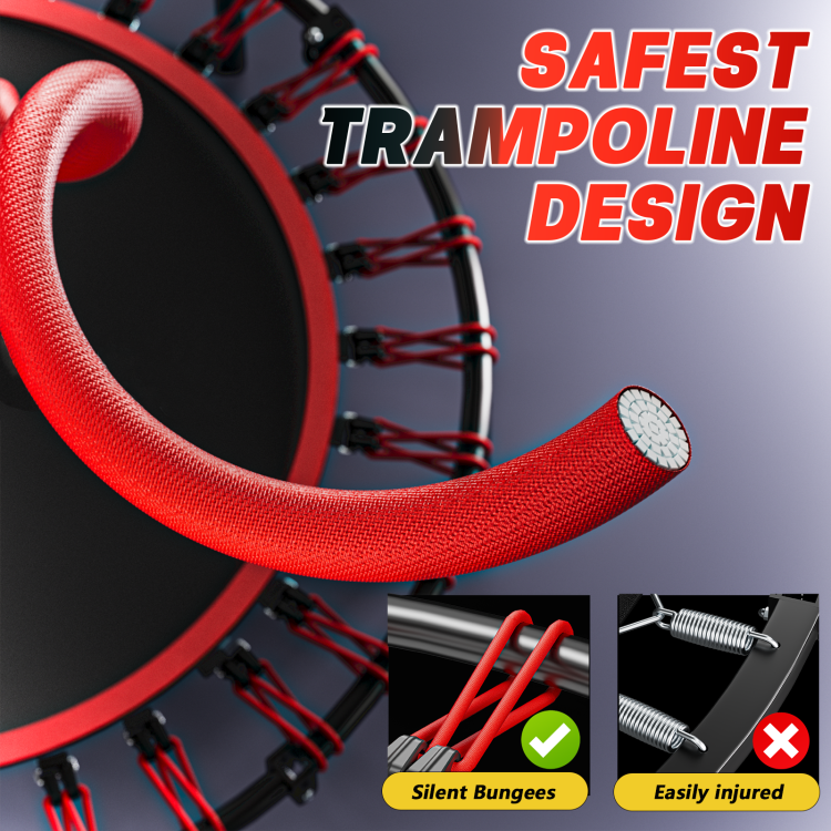 Yc 40Inch Foldable Trampoline With Handle Premium Elastic Black
