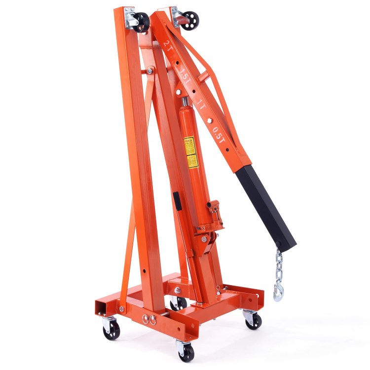 Hydraulic Engine Hoist With Lever, 2 Ton 4400 Lbs Heavy Duty Cherry Picker Shop Crane, Foldable Engine Crane And Engine Hoist Leveler For Auto Repair, Motors, Weights Lifting, Loading