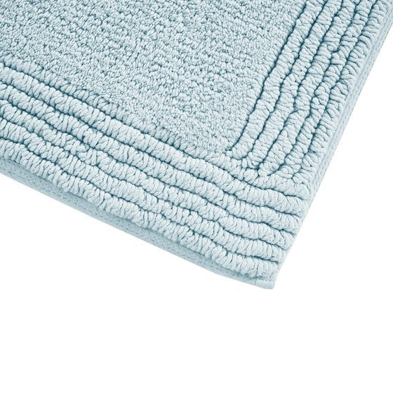 100% Cotton Tufted 3000 Gsm Reversible Bath Rug Blue 21X34"