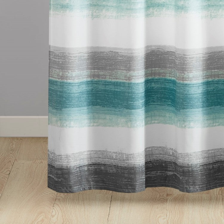 Stripe Print Shower Curtain Aqua Grey 72X72"