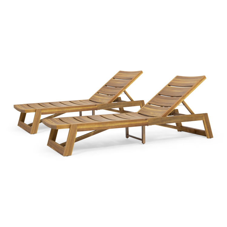 MAKI CHAISE LOUNGE SET OF 2 yellow brown - solid wood+mdf