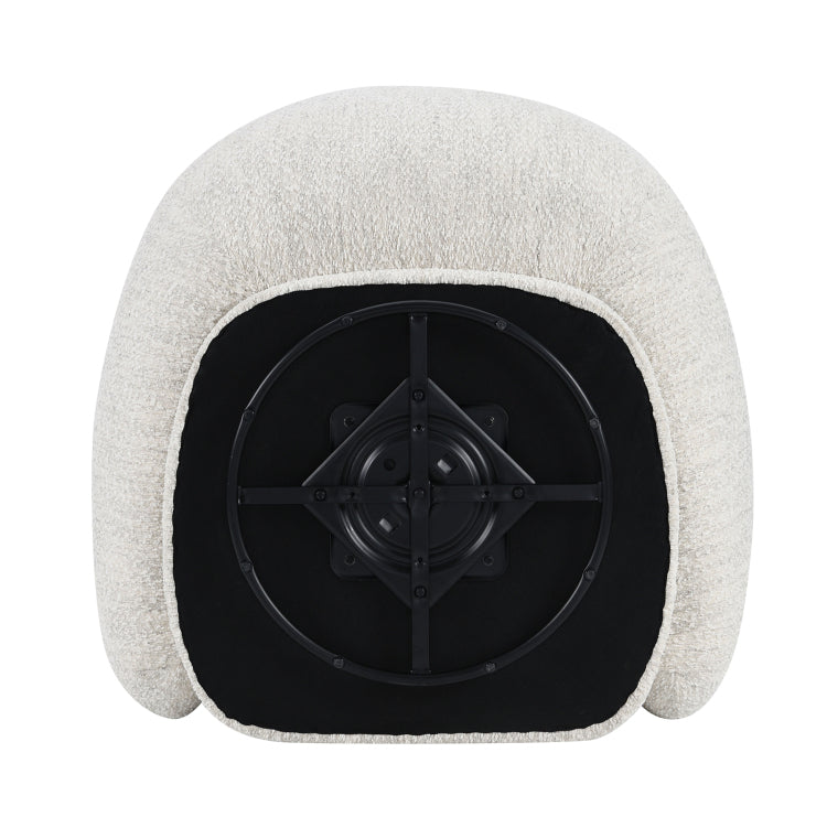 Contemporary Style 1Pc Swivel Chair Boucle Upholstered 360 Degree Swivel Base Armrest Slope Curved High Density Foam Beige Finish