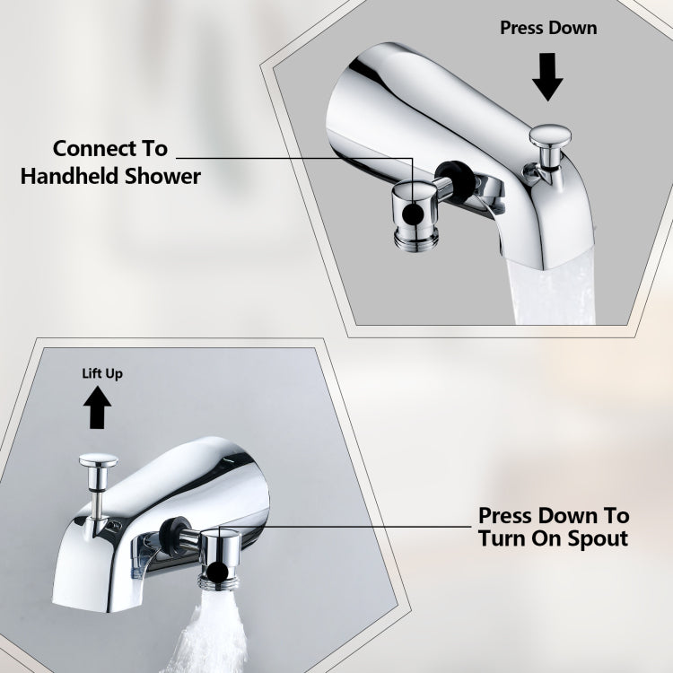 Lift Up Diverter Bathtub Faucet With 6 Settings Handheld Shower In Chrome Rough In Valve Not Included