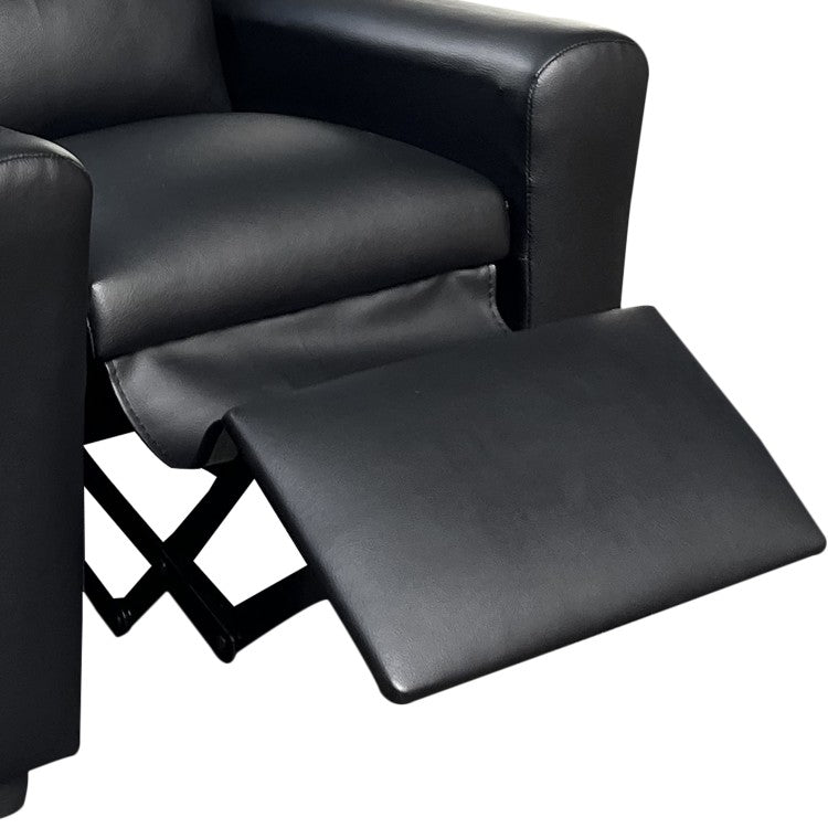 Carisa 23"W Black Pu Leather Kids Recliner Chair With Cupholder