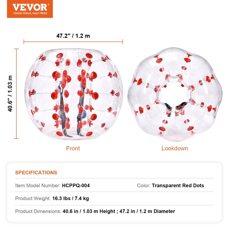 Inflatable Bumper Ball 1 Pack, 4Ft 1.2M Body Sumo Zorb Balls For Teen, 0.8Mm Thick Pvc Human Hamster Bubble Balls For Outdoor Team Gaming Play, Bumper Bopper Toys For Garden, Yard, Park