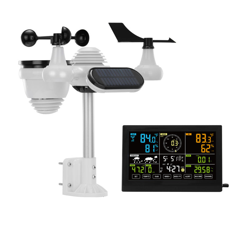 7 In 1 Wireless Weather Station, 7.5 In Large Color Display, Digital Home Weather Station Indoor Outdoor, For Temperature Humidity Wind Speed Direction Rain Uv, With Forecast Data, Alarm, Alerts