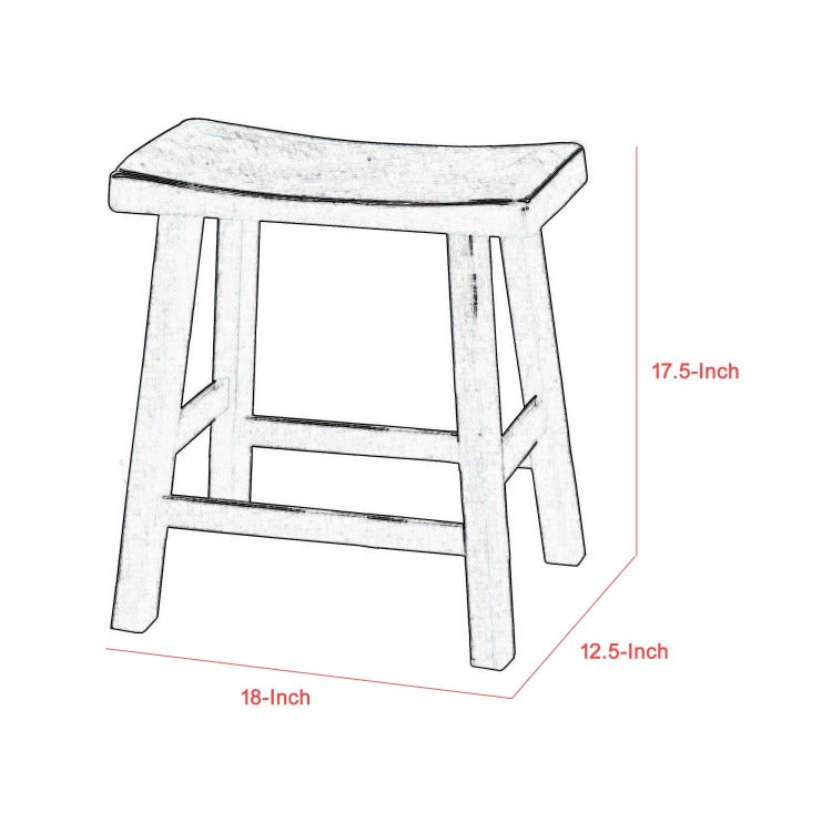 Wooden 18" Counter Height Stool With Saddle Seat, Distressed Cherry, Set Of 2