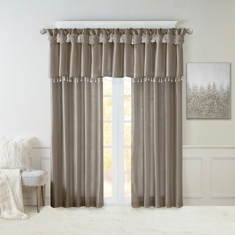 Twist Tab Lined Window Curtain Panel Pewter 50X84"