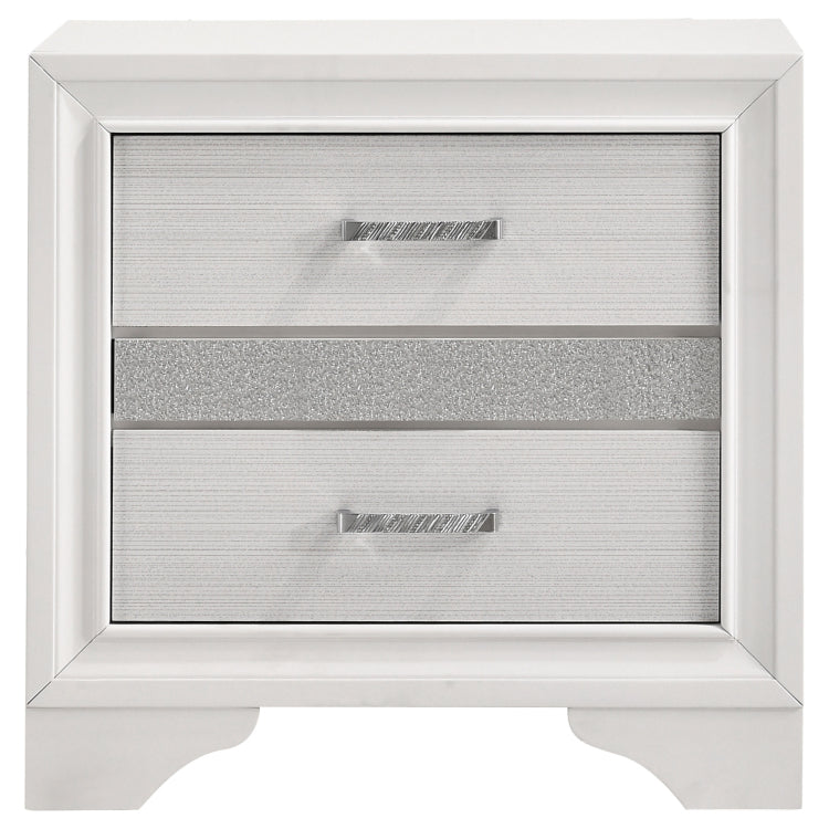 White 2 Drawer Nightstand With Hidden Jewelry Tray