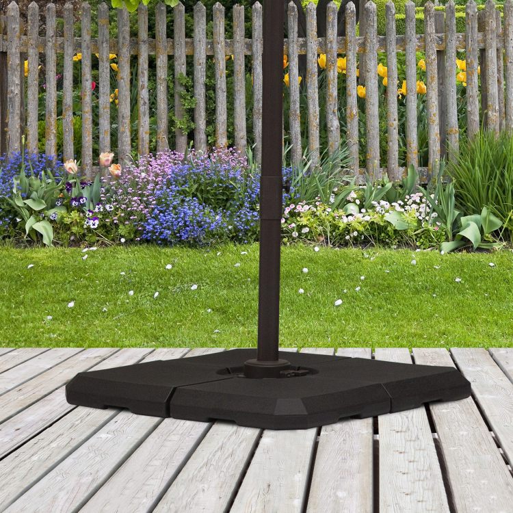 Outsunny 4 Piece Heavy Duty Cantilever Offset Umbrella Stand Base Weight, 264 Lb. Capacity, Easy To Fill With Water Or Sand