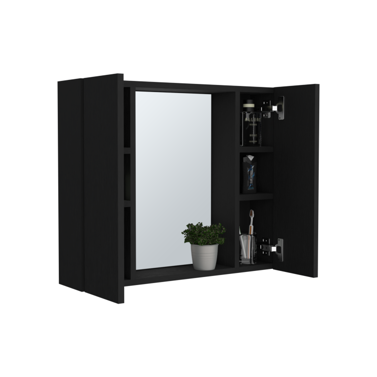 Artemisa Medicine Cabinet, Double Door, Mirror, One External Shelf Black