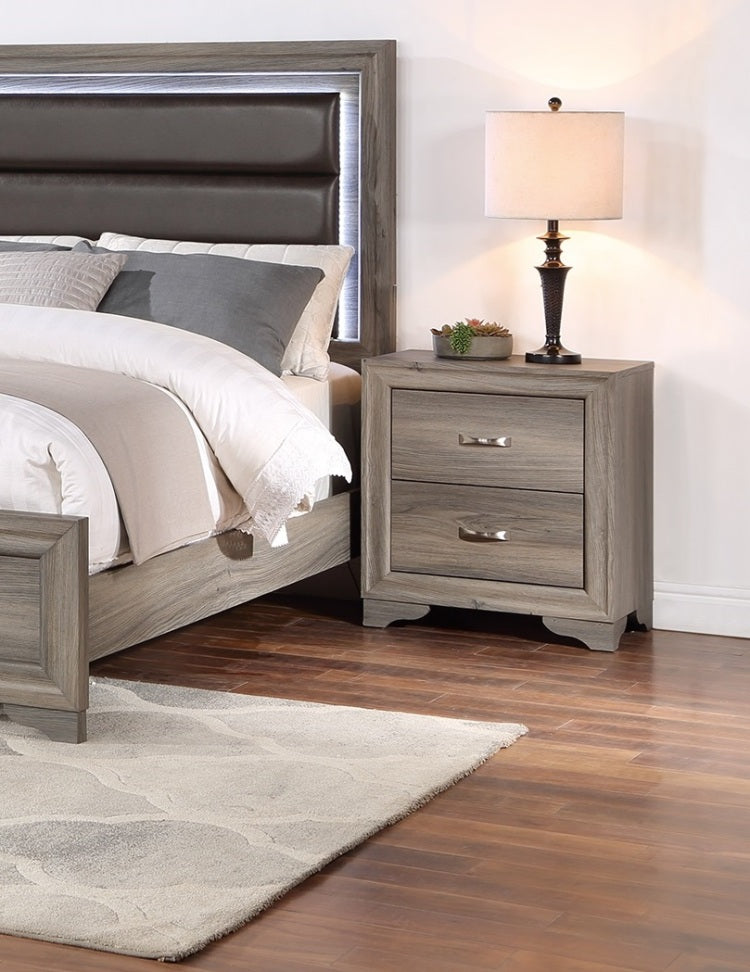 Modern 1Pc Nightstand Wooden Bedside Table 2 Drawers Bedroom Furniture