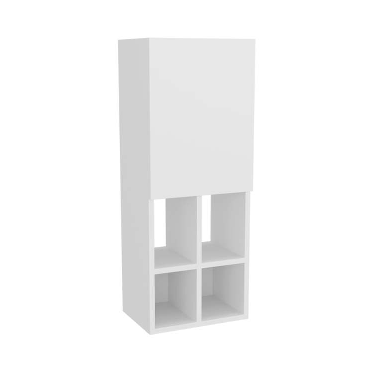 White Wall Mounted Bathroom Cabinet With Door And 4 Open Shelves