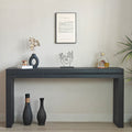 64In Modern Black Wood Console Table Elegant Entryway Table With Decorative Beaded Trim