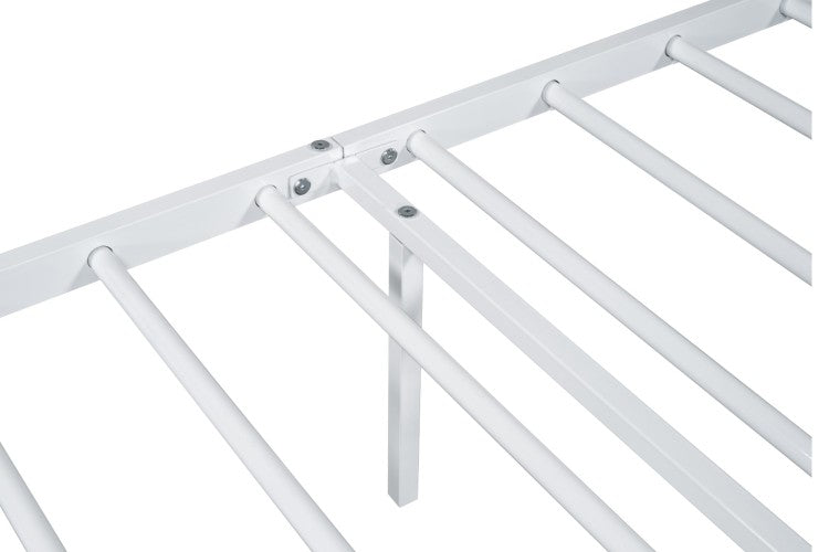 Contemporary Style Full Size Metal Bed Mattress Ready With Full Metal Structure White Finish