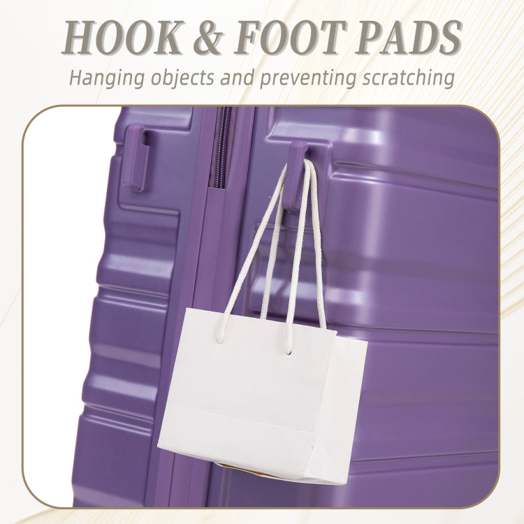 Hifine Tourist 20" 24" 28" 3 Pcs Set In Abs Spinner Wheel Luggage, Carry On Suitcase, Matching Color, Combination Lock Purple