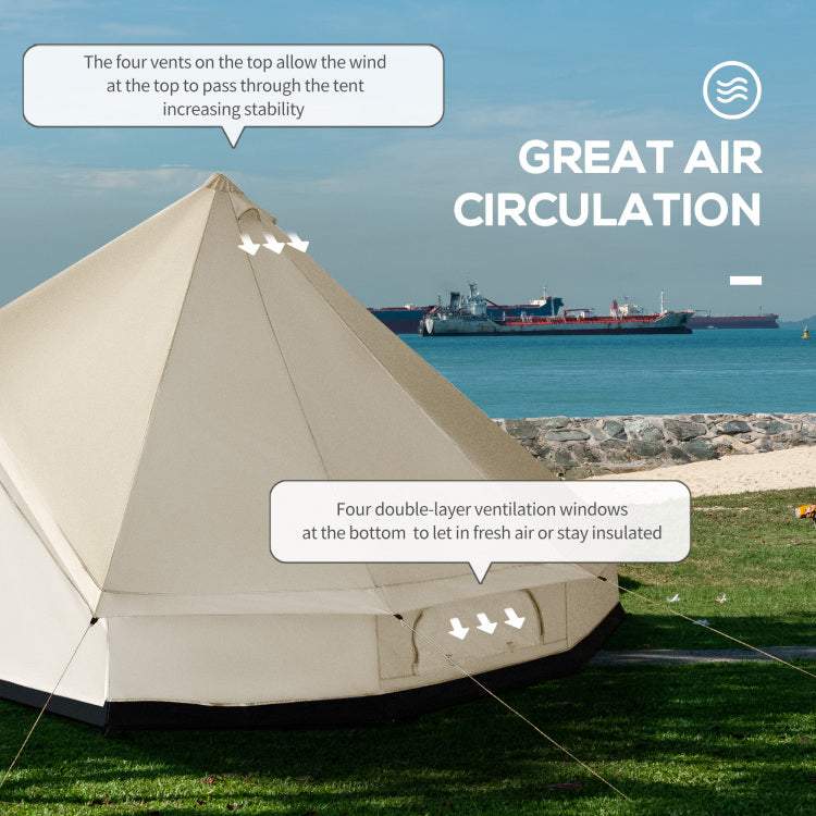 Outsunny 10 Person Yurt Tent Glamping Bell Tent With Spacious Interior, Waterproof Design, For Family Outdoor Camping, 16' X 16' X 10'