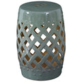 Outsunny 13" X 18" Ceramic Garden Stool With Woven Lattice Design & Glazed Strong Materials Decorative End Table, Green