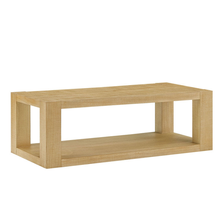 Modern Design 48 Inch Rectangular Coffee Table,2 Tier Mdf Rectangle Coffee Table For Living Room,Office,Natural Color