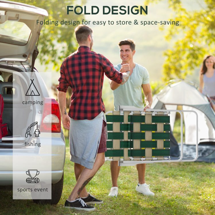 Outsunny Set Of 2 Patio Folding Chairs, Classic Outdoor Camping Chairs, Portable Lawn Chairs For Camping, Garden, Pool, Beach, Backyard W Armrests, Green