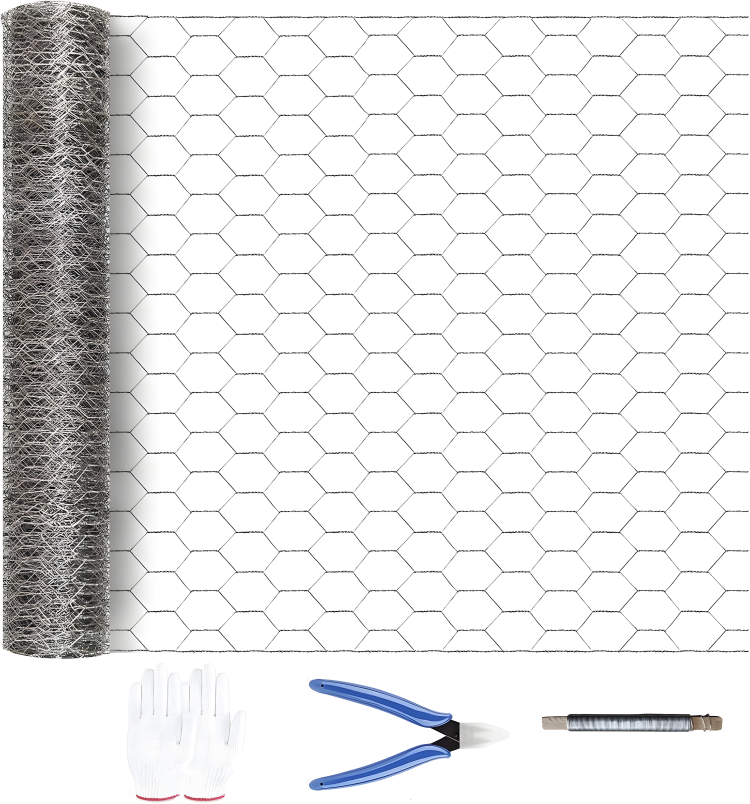 Silver Galvanized Metal Hexagonal Mesh, 21 Gauge Wire, Rust Resistant Garden Net, Suitable For Floral Arrangements, Chicken Wire, Handicrafts, Plant Protection, And Rabbit Cages