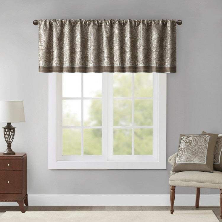 Jacquard Window Valance Blue Brown 50X18"