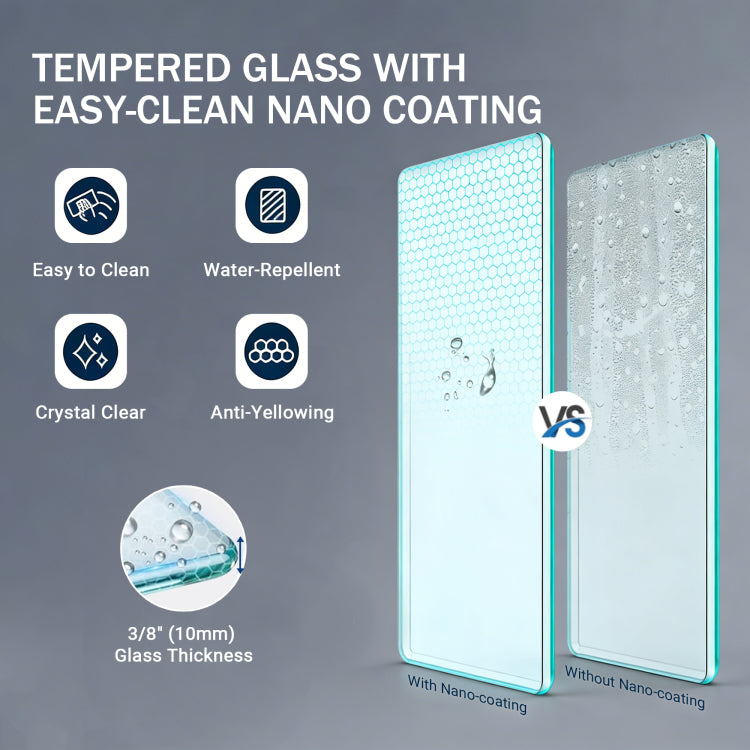 56" 60" W X 76" H Frameless Soft Closing Single Sliding Shower Door, 3 8" 10Mm Tempered Glass With Easy Cleaning Nano Coating, Matte Black 22D01 60Mb