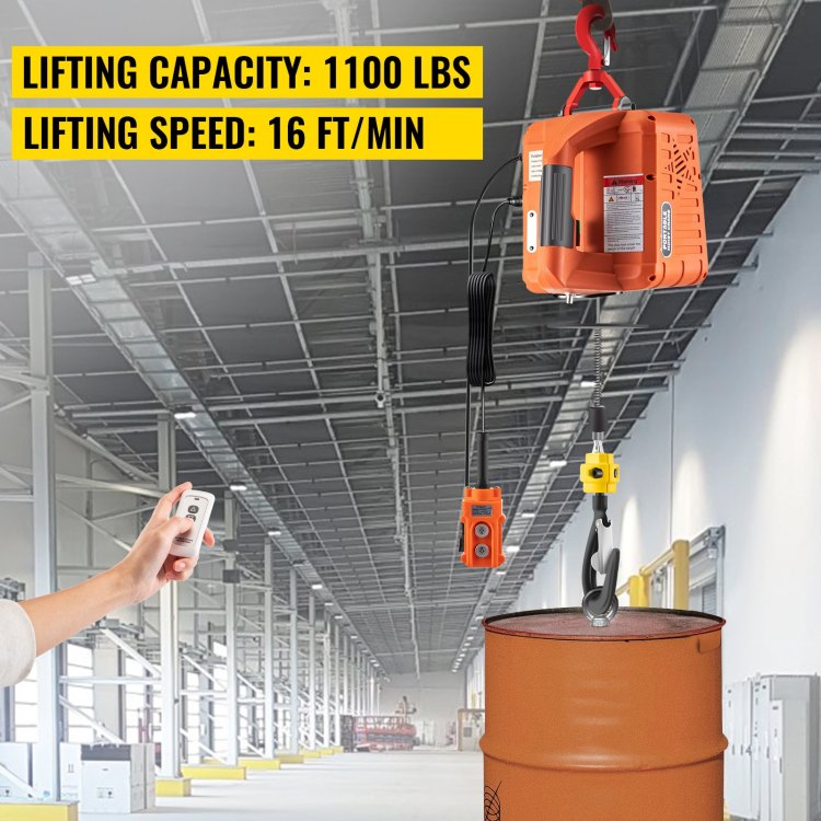 3 In 1 Electric Hoist Winch, 1100Lbs Portable Electric Winch, 1500W 110V Power Winch Crane, 25Ft Lifting Height, W Wire And Wireless Remote Control, Overload Protection For Lifting Towing
