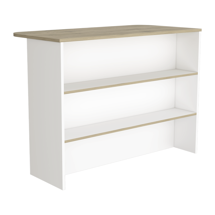 Fendi Kitchen Island With Ample Workstation And 2 Tier Shelf