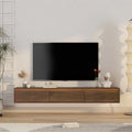 Floating Tv Stand, Wall Mounted Tv Shelf With Led Lights & Power Outlet,Cabinet For Wood Tv Stands For Living Room