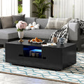 Modern High Glossy Rectangle Coffee Table, Stylish Center Table With Storage Space, Accent Furniture With 16 Color Led Lights For Living Room