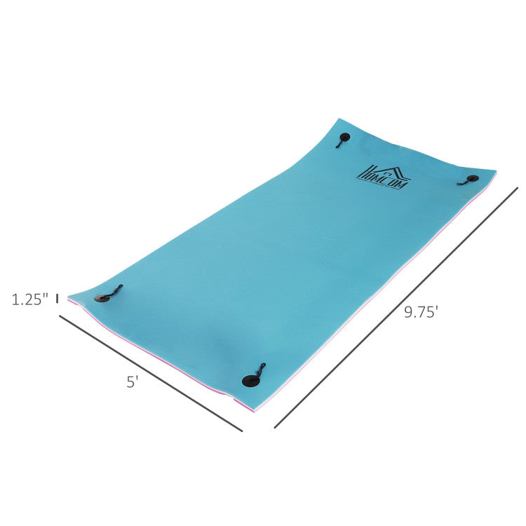 Homcom 10' X 5' Floating Mat, 3 Layer Lily Pad Swimming Pool Floating Water Mat, Thick And Durable Water Activities Mat For Lake, Oceans
