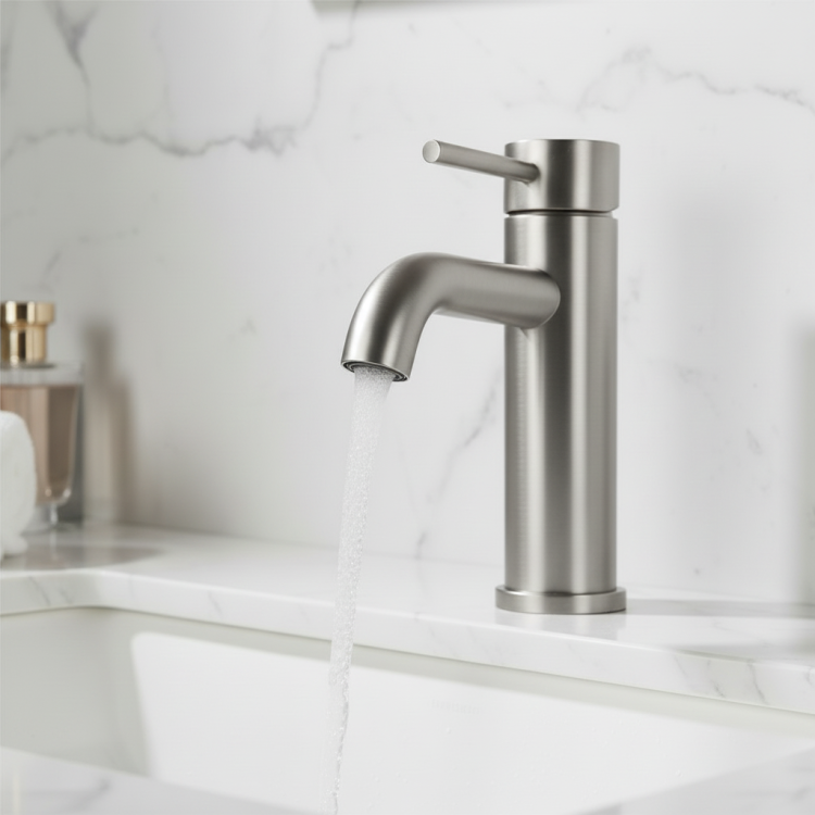 Single Handle Bathroom Faucet Lavatory Faucet Stainless Steel Single Hole T10, Brushed Nickel
