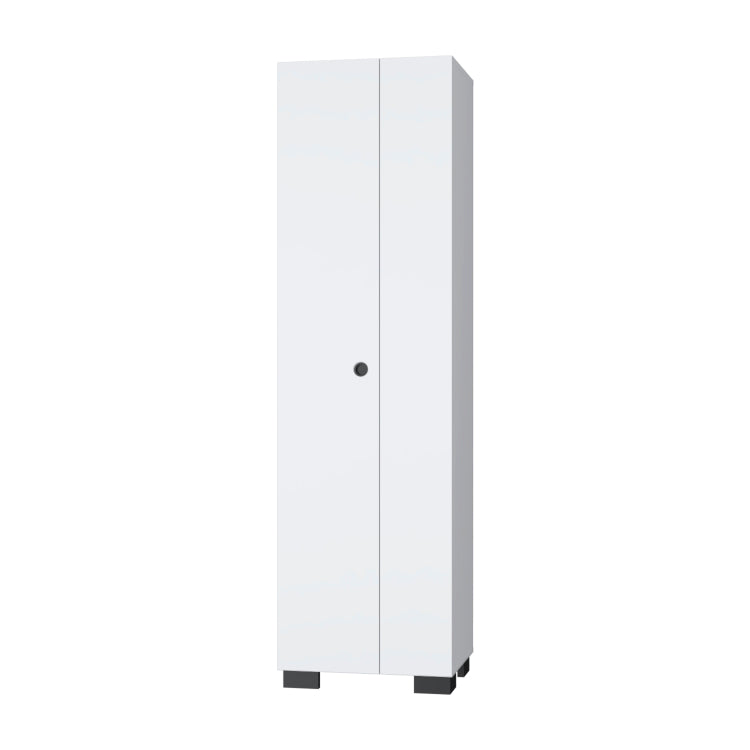 Aiken Broom Cabinet With Storage Shelves And Broom Hangers, White