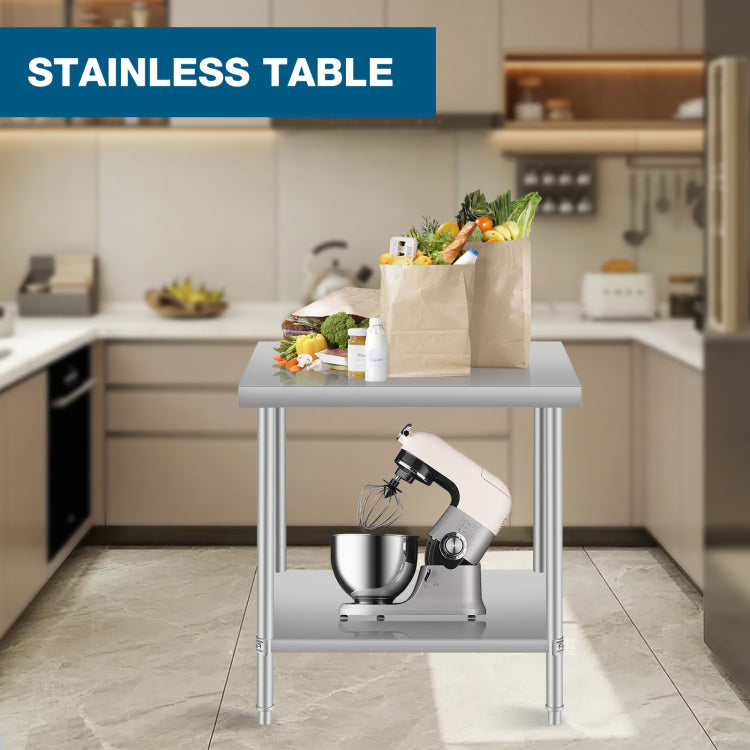 24''*18'' Commercial Work Table For Restaurant And Home Stainless Steel Kitchen Prep Table With Under Shelf