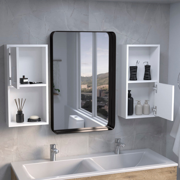 Wall Mounted Bathroom Medicine Cabinet Eak 24" H , Two Doors, Two Shelves,White