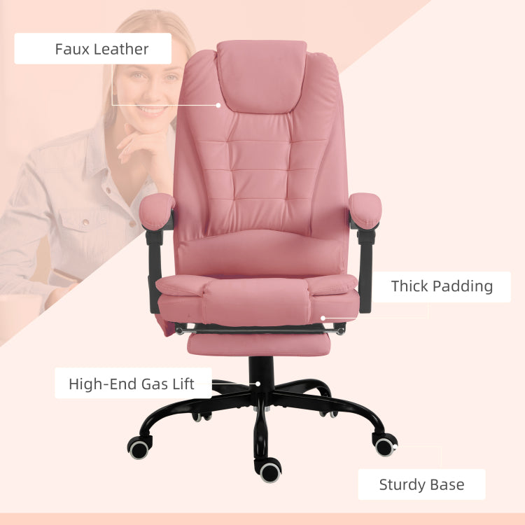 7 Point Vibrating Massage Office Chair High Back Massaging Office Desk Chair , Pink
