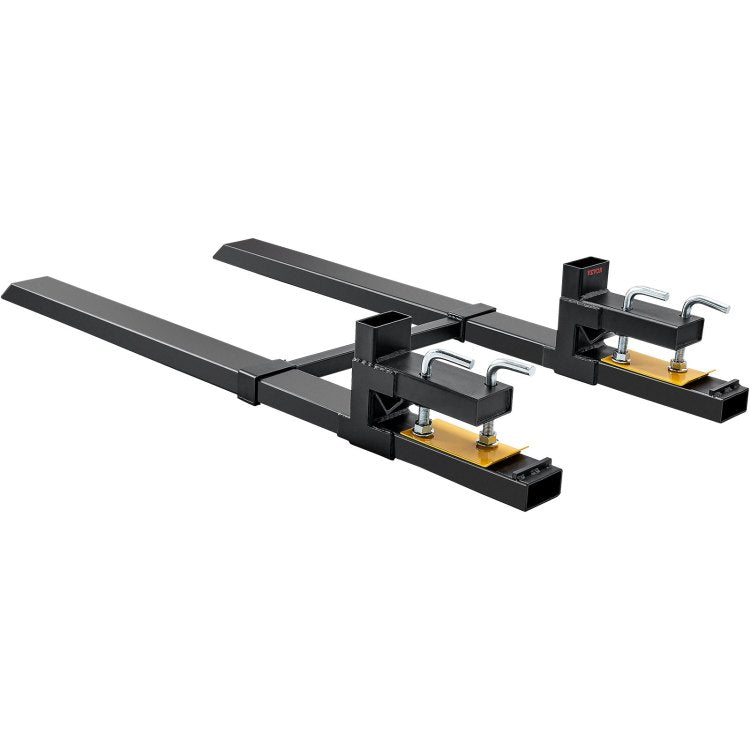 Pallet Forks, 4000 Lbs Clamp On Pallet Forks, 60" Total Length Heavy Duty Pallet Forks With Adjustable Stabilizer Bar, Tractor Bucket Forks For Tractor Attachments, Skid Steer, Loader Bucket