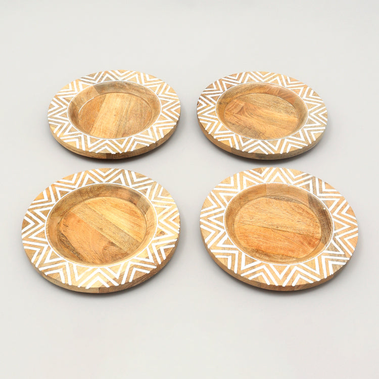 Handcrafted 13" Wood Charger Plate Wooden Dinning Placemat Artisan Wood Tableware