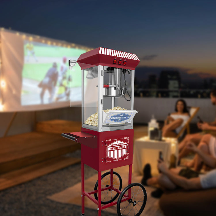 Xh P831 P Movie Theater Style Popcorn Machine Maker With Cart And 12 Ounce Kettle Red, Vintage Style Popper On Wheels