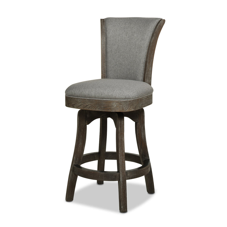 Henry 27" Armless Swivel Counter Height Bar Stool, Heathered Grey Linen