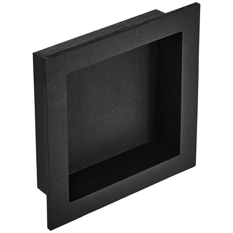 Shower Niche Ready For Tile 16" X 16", Single Shelf Organizer, Square Corners Wall Inserted Niche Recessed, Sealed Protection Modern Soap Storage Niche For Shower Bathroom, Black