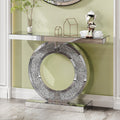 O Shaped Mirror Console Table With Crystal Hallway Entry Home D Cor, Handicrafts Mirror Table For Living Room,Mirror Glass Table For Room