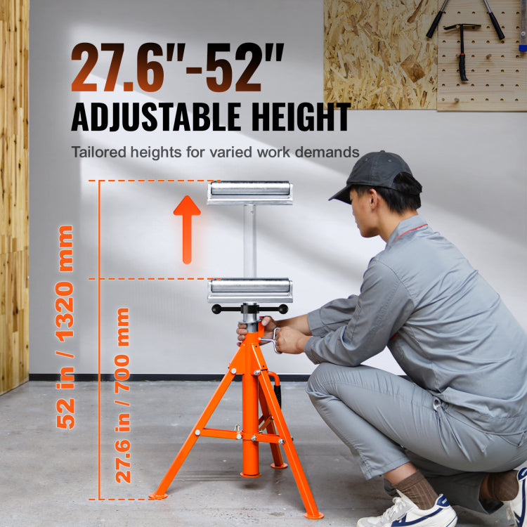 Roller Stand 2500 Lbs Load 27.6" 52" Height Adjustable 45# Steel Foldable