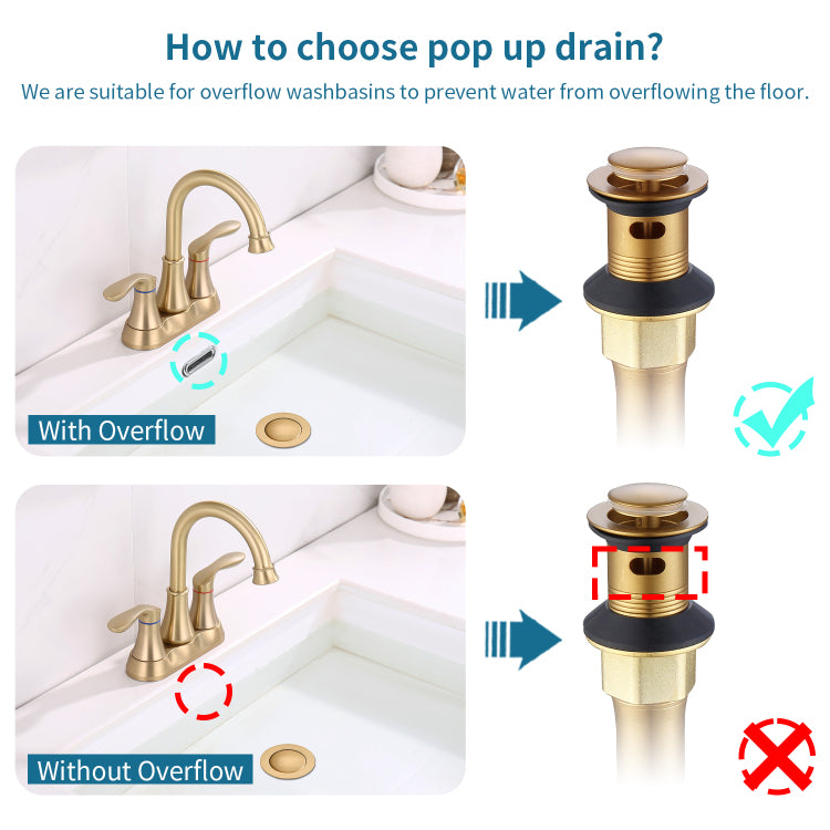 Bathroom Sink Drain Vanity Sink Drain With Strainer Basket Brushed Gold