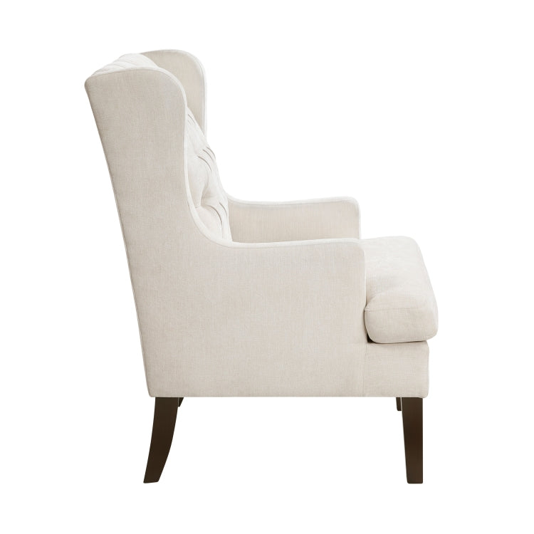 1Pc Accent Chair Button Tufted Beige Fabric Upholstery Foam Cushion Seat Living Room Furniture