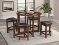 Cylina Solid Wood Glass Top Round Dining Table With 4 Chairs