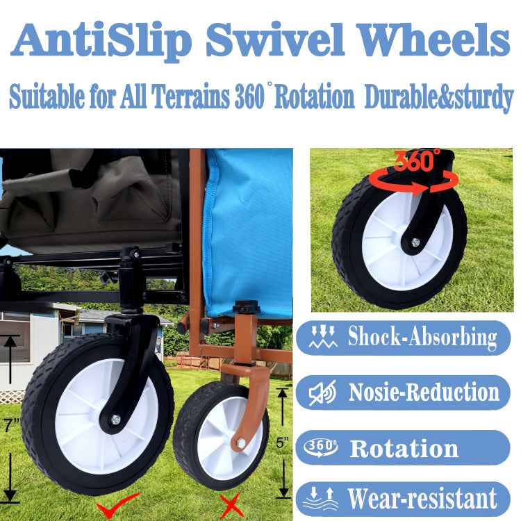 360Lbs Collapsible Foldable Wagon Cart With Strapping System ,Beach Wagon Utility Cart Utility Wagon Grocery Cart For Camping Shopping Sports Gardening Fishing Supports 3Pcs Plastic Liner Bag Green